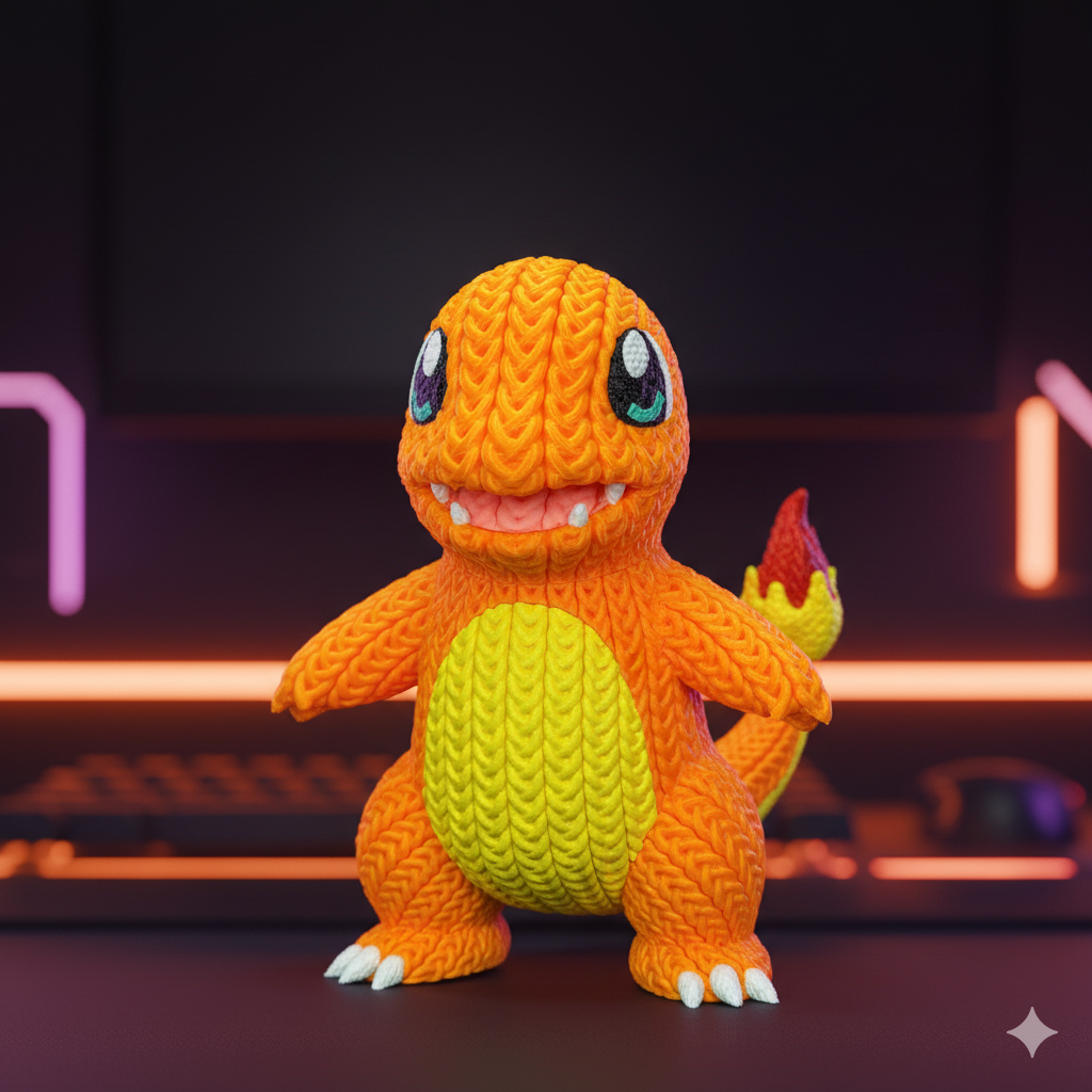 Charmander estilo Crochet Figura 3D